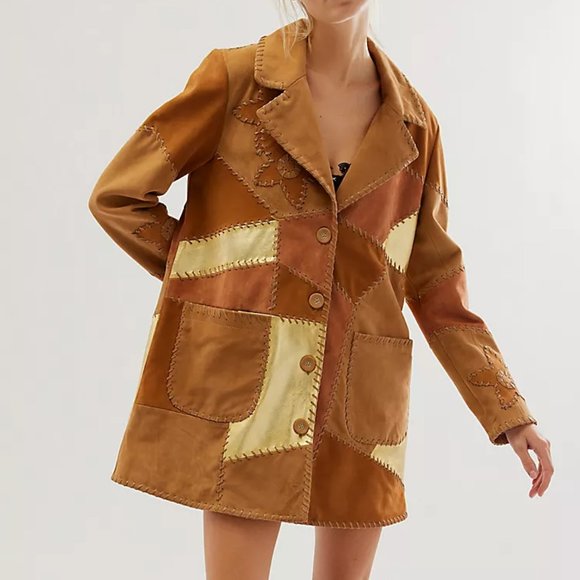 Free People Jackets & Blazers - NWOT Free People We The Free Flowers On The Wall LEATHER Goat Suede Jacket